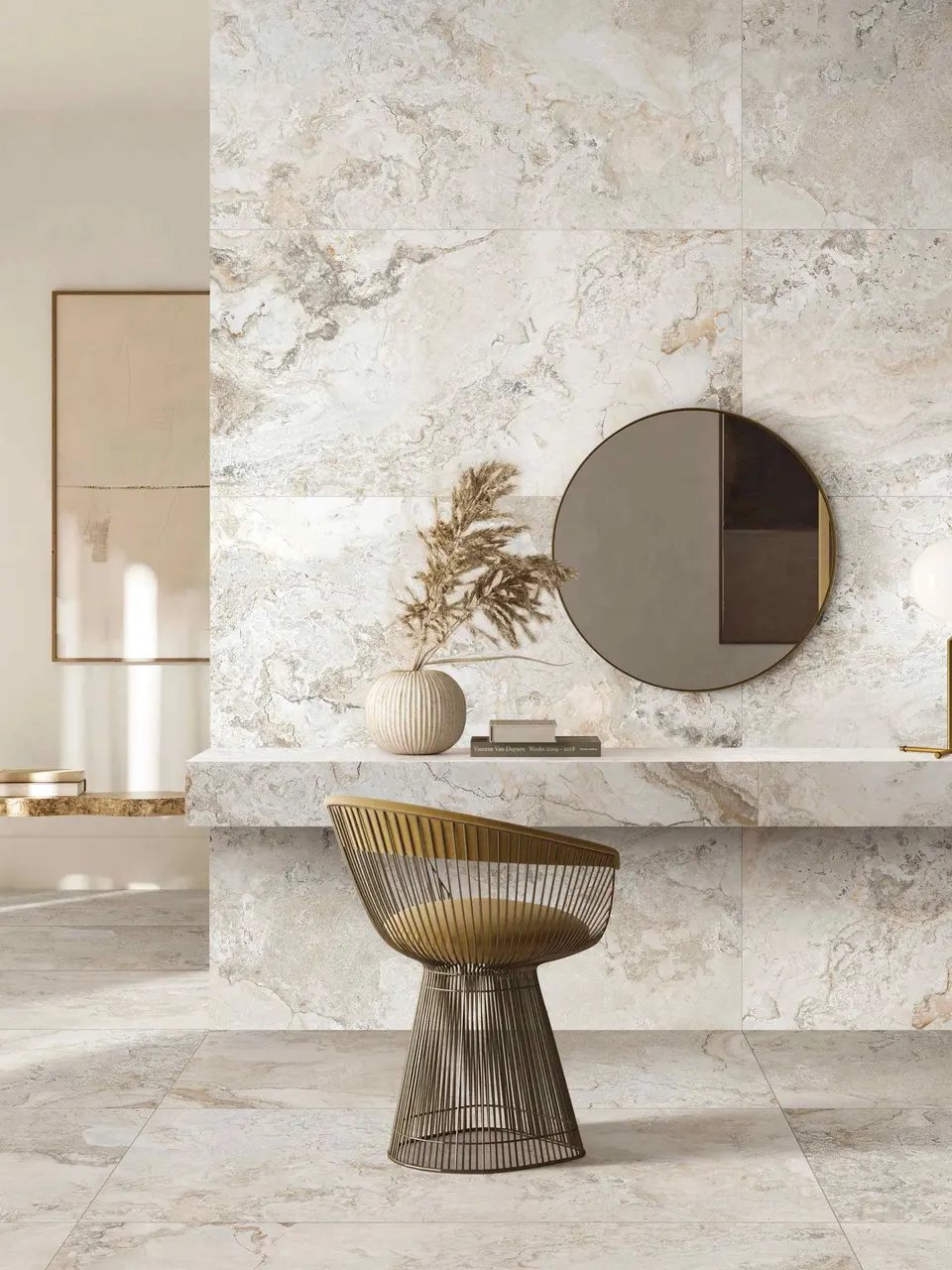Soft Ivory Sandstone-Look Wall & Floor Porcelain Tile