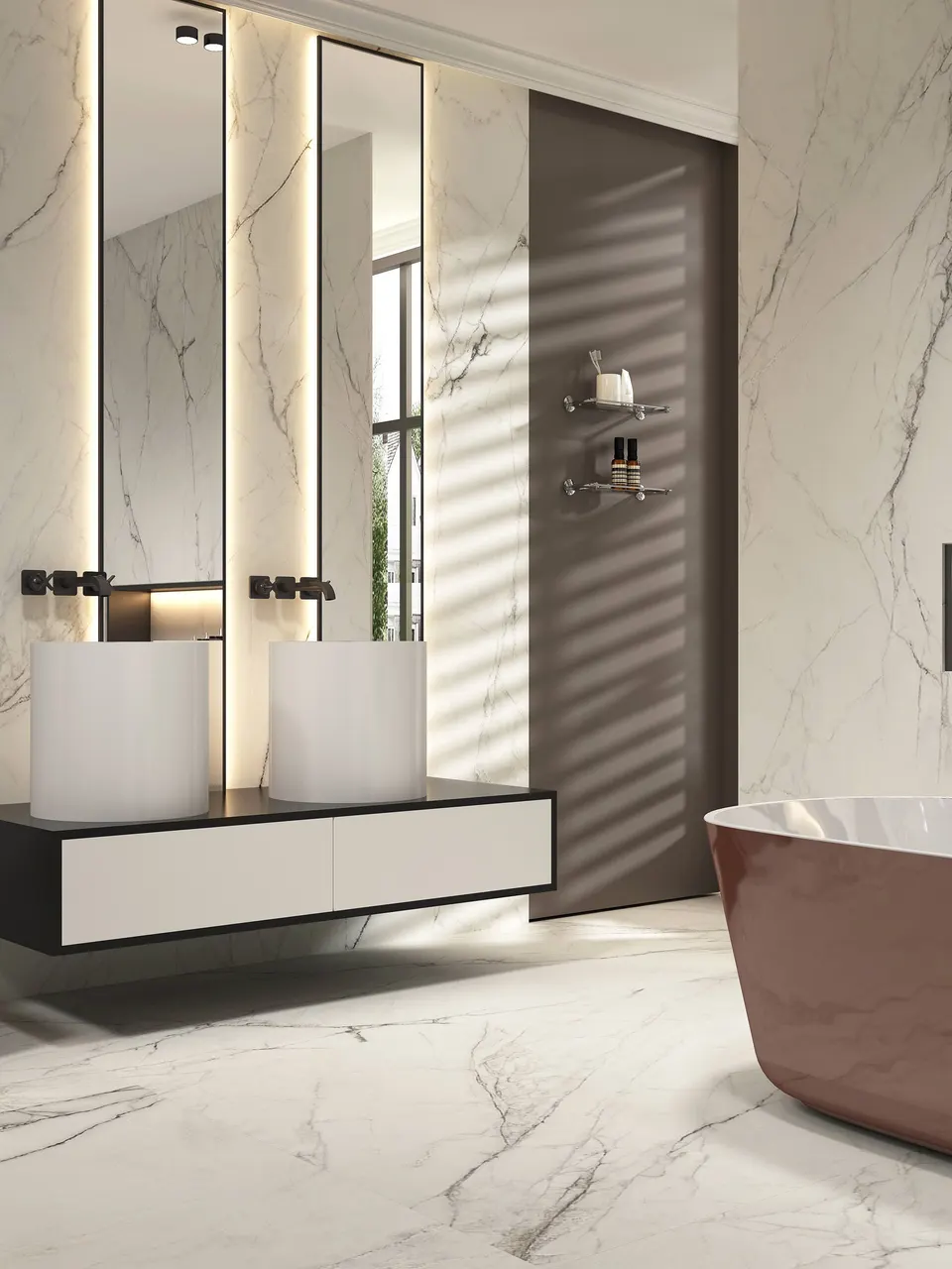 Snow White Statuario Marble Stone-Look Sintered Stone for Wall and Floor
