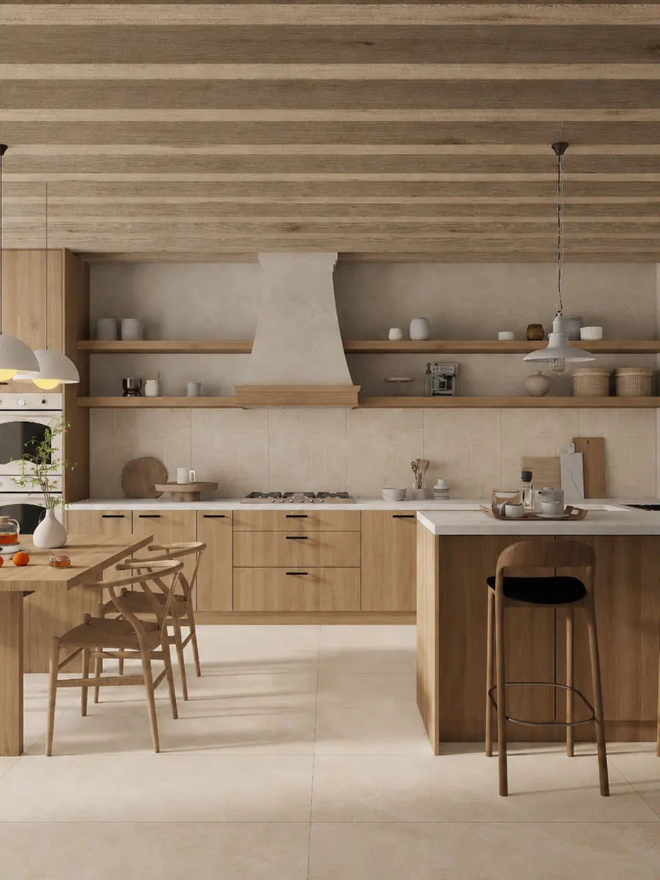 Cream Beige Sandstone-Look Stone Texture Porcelain Tile for Walls and Floors