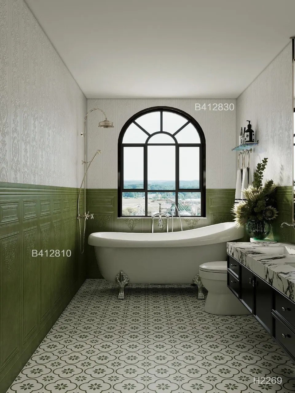 Light Yellow Floral Decorative Tile for Wall & Floor