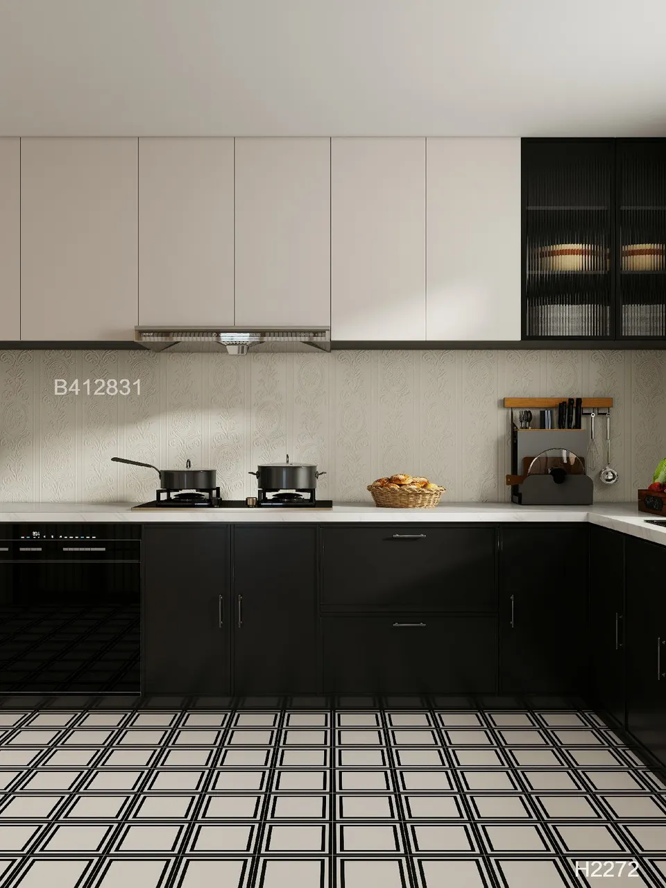 Black White Geometric Decorative Tile for Wall & Floor