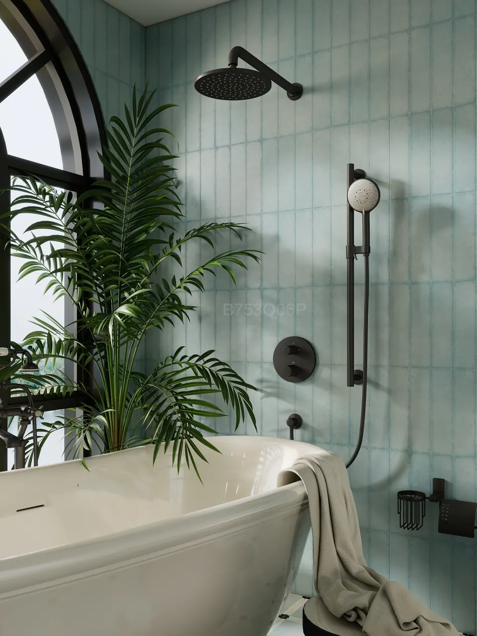 Light Blue Green Grid Decorative Tile for Wall & Floor