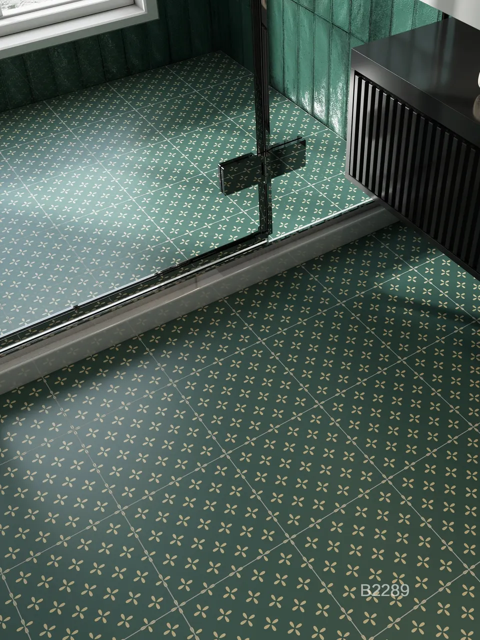 Teal Floral Decorative Tile for Wall & Floor