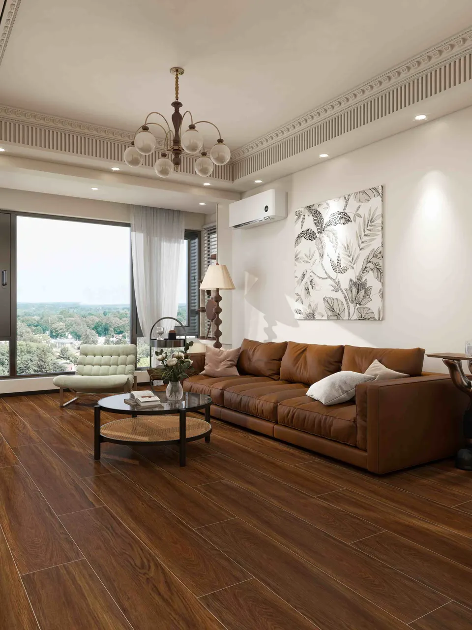 Dark Brown Walnut Wood-Look Rustic Tile for Wall and Floor
