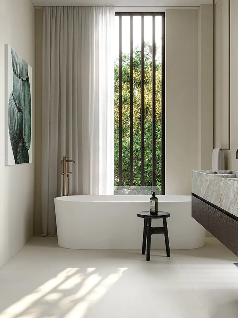 Warm Ivory Concrete-Look Microcement Wall & Floor Tile