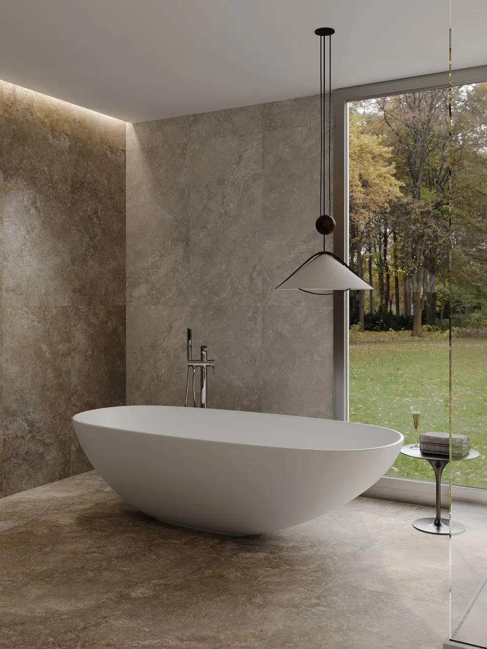 Warm Beige Travertine-Look Wall & Floor Tile