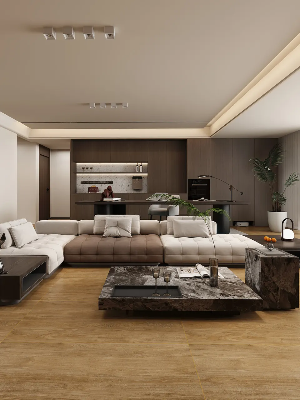 Warm Brown Oak Wood-Look Porcelain Tile for Wall and Floor