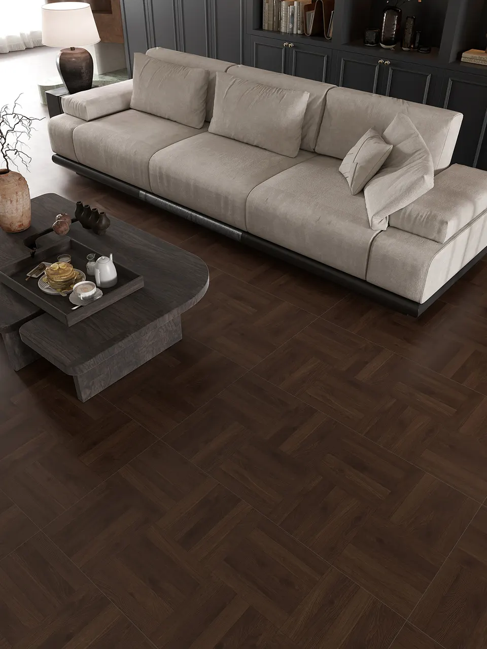 Espresso Brown Oak Wood-Look Porcelain Tile for Wall and Floor