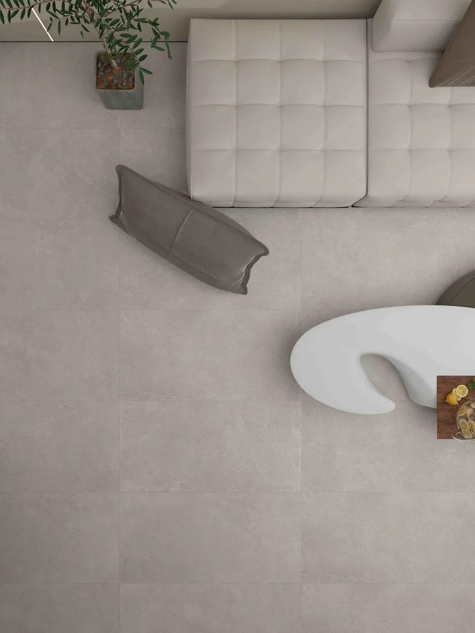 Light Silver Grey Concrete-Look Cement Wall & Floor Tile