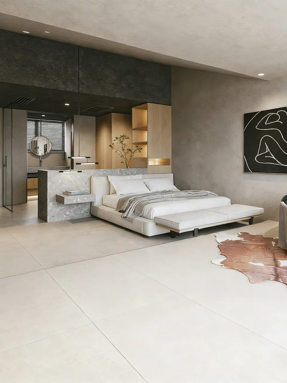 Cream Ivory Concrete-Look Cement Wall & Floor Tile