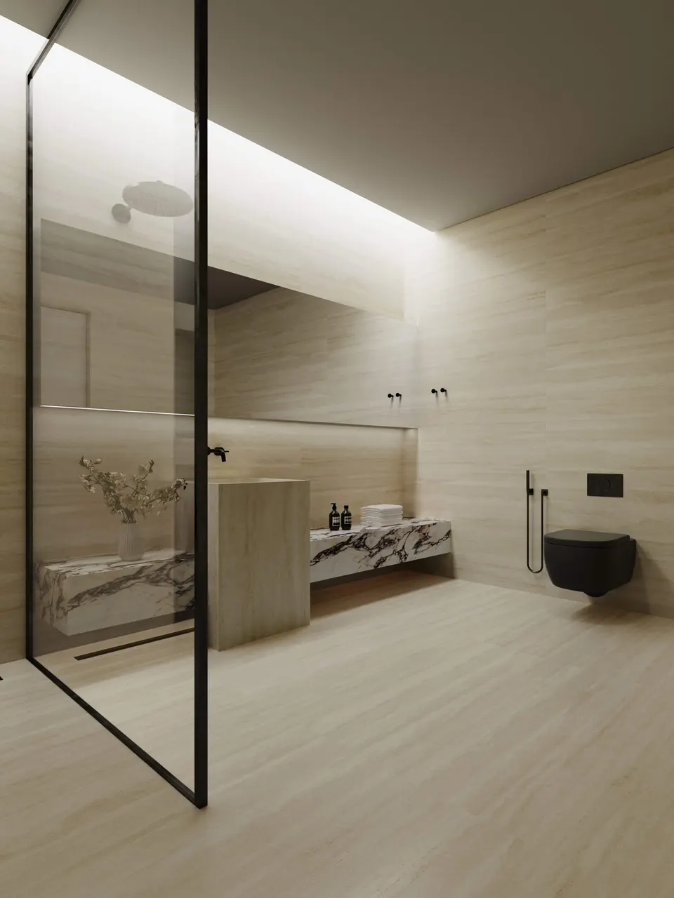 Cream Beige Vein-Cut Travertine-Look Porcelain Tile for Wall and Floor