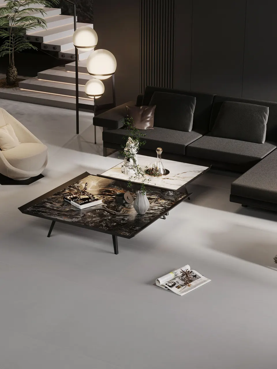 Light Cool Grey Limestone Cement-Look Porcelain Wall/Floor Tile