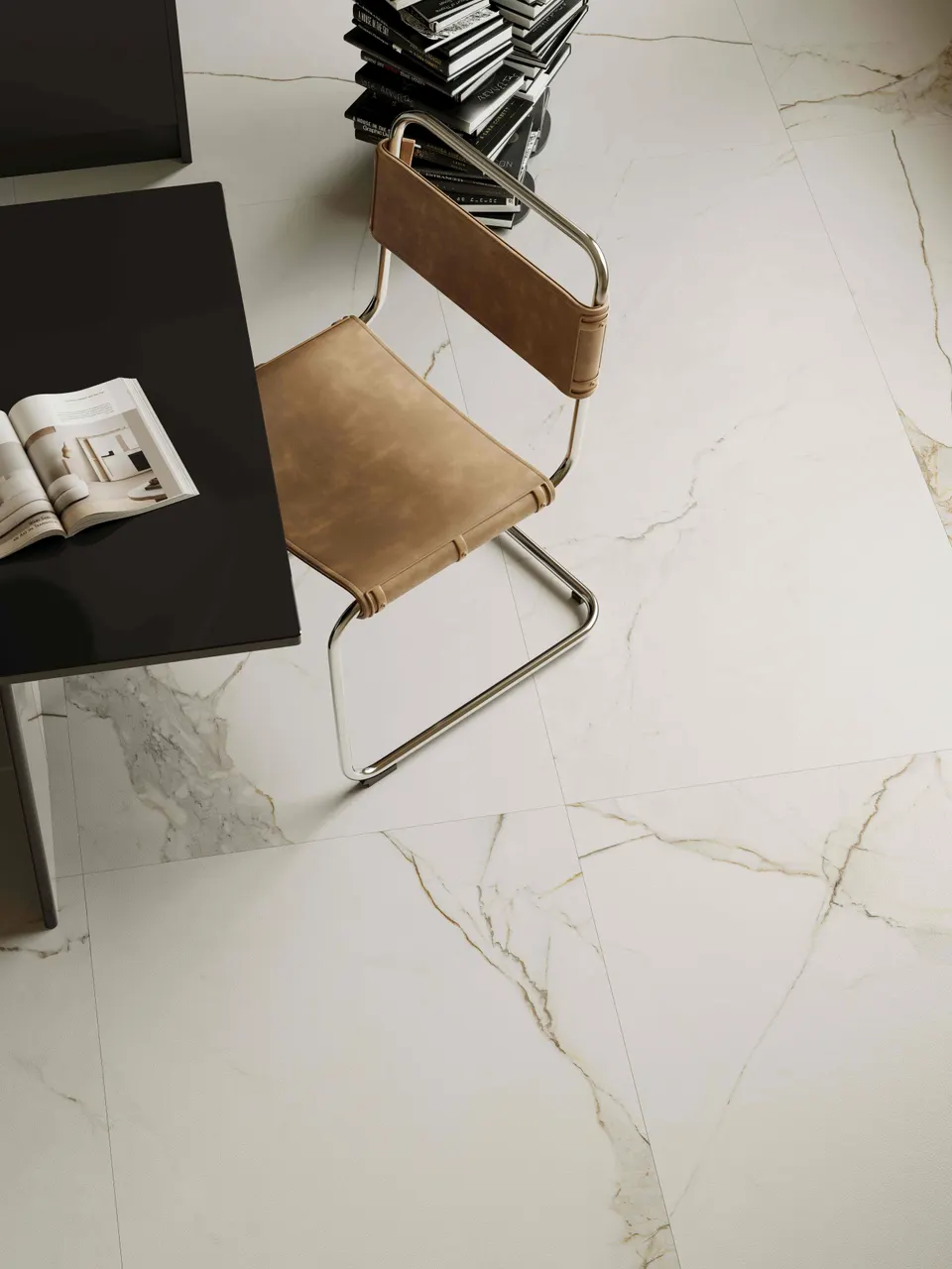 Warm White Calacatta Gold Marble-Look Porcelain Wall/Floor Tile