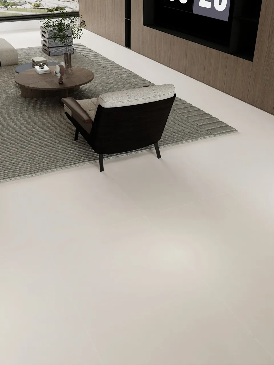 Light Warm Greige Limestone Cement-Look Porcelain Wall/Floor Tile