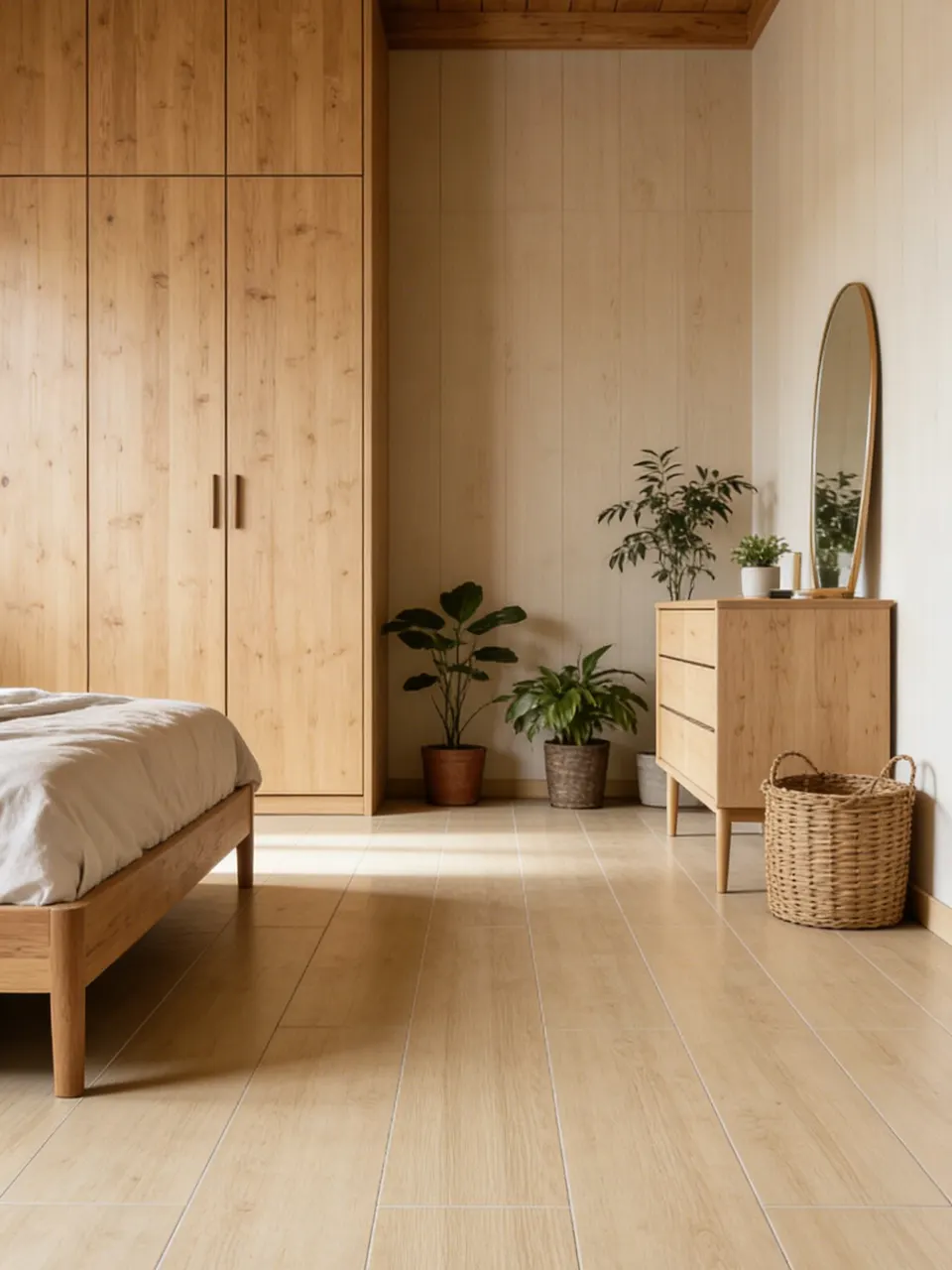 Light Beige Oak Wood-Look Rustic Tile for Wall and Floor