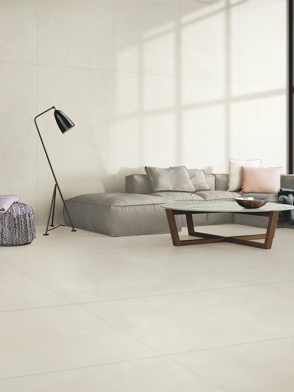 Soft Ivory Beige Sandstone-Look Porcelain Wall/Floor Tile