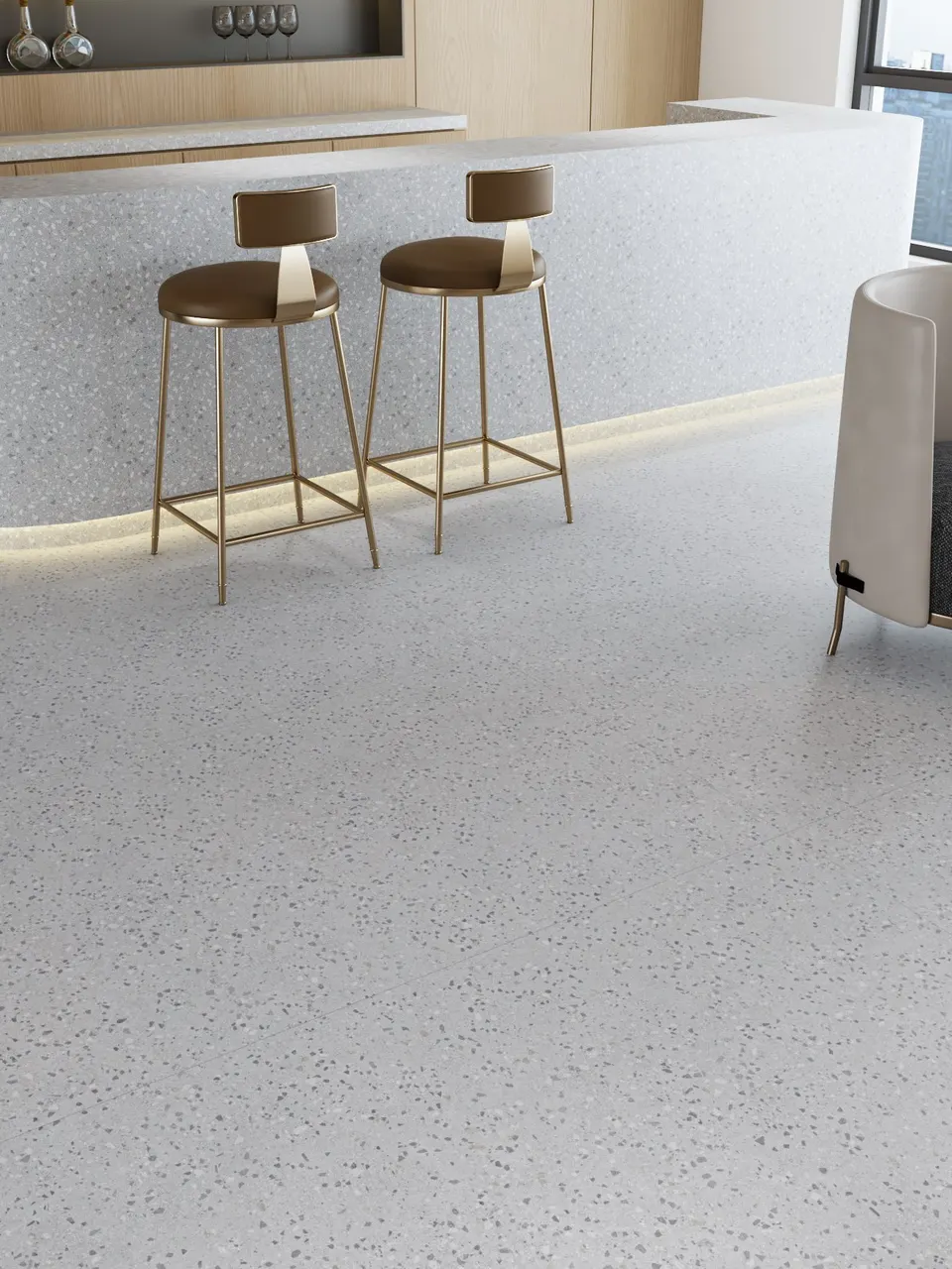 Light Grey Terrazzo-Look Sintered Stone