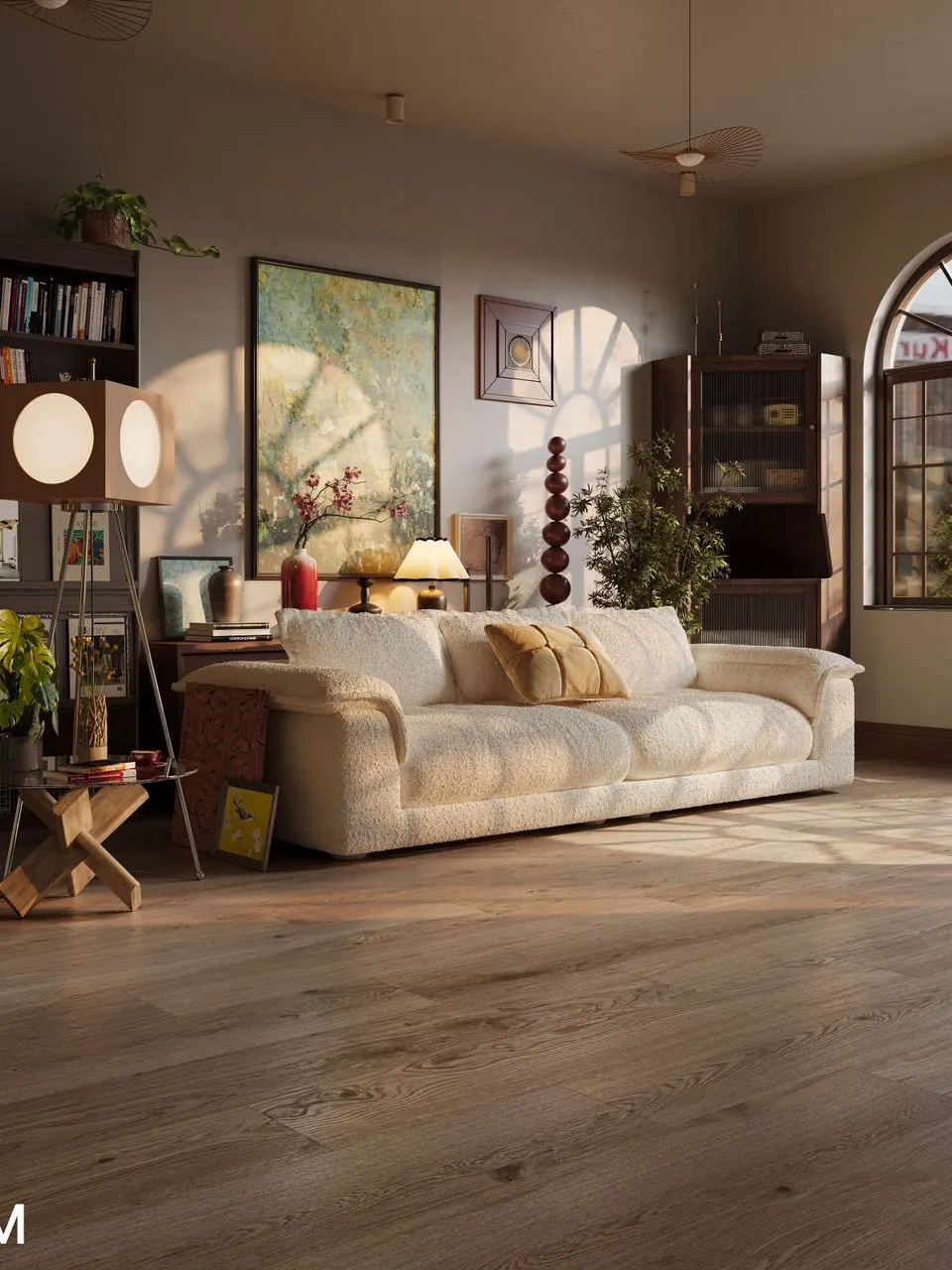 Ivory Whitewashed Oak Wood Look Porcelain Tile for Wall and Floor