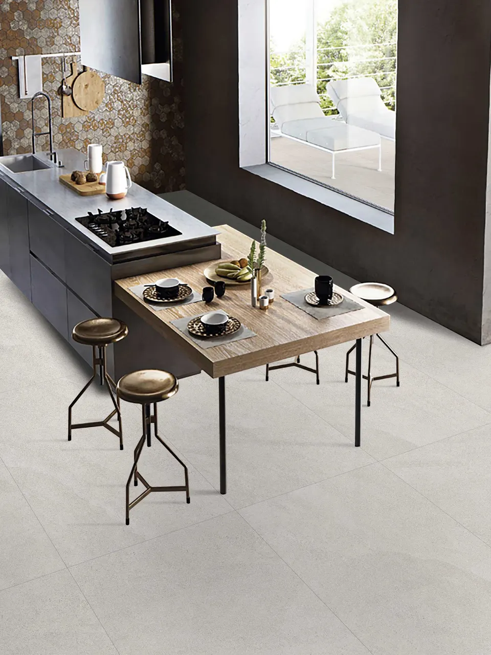 Soft Warm White Sandstone-Look Wall & Floor Porcelain Tile