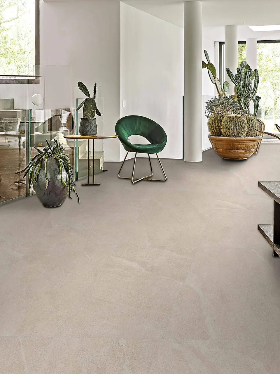 Warm Beige Sandstone-Look Wall & Floor Porcelain Tile