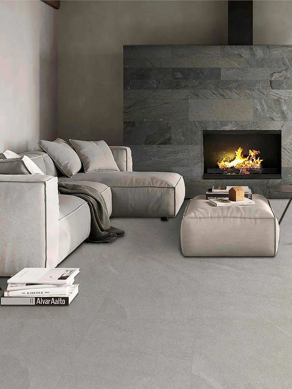 Warm Greige Sandstone-Look Porcelain Tile