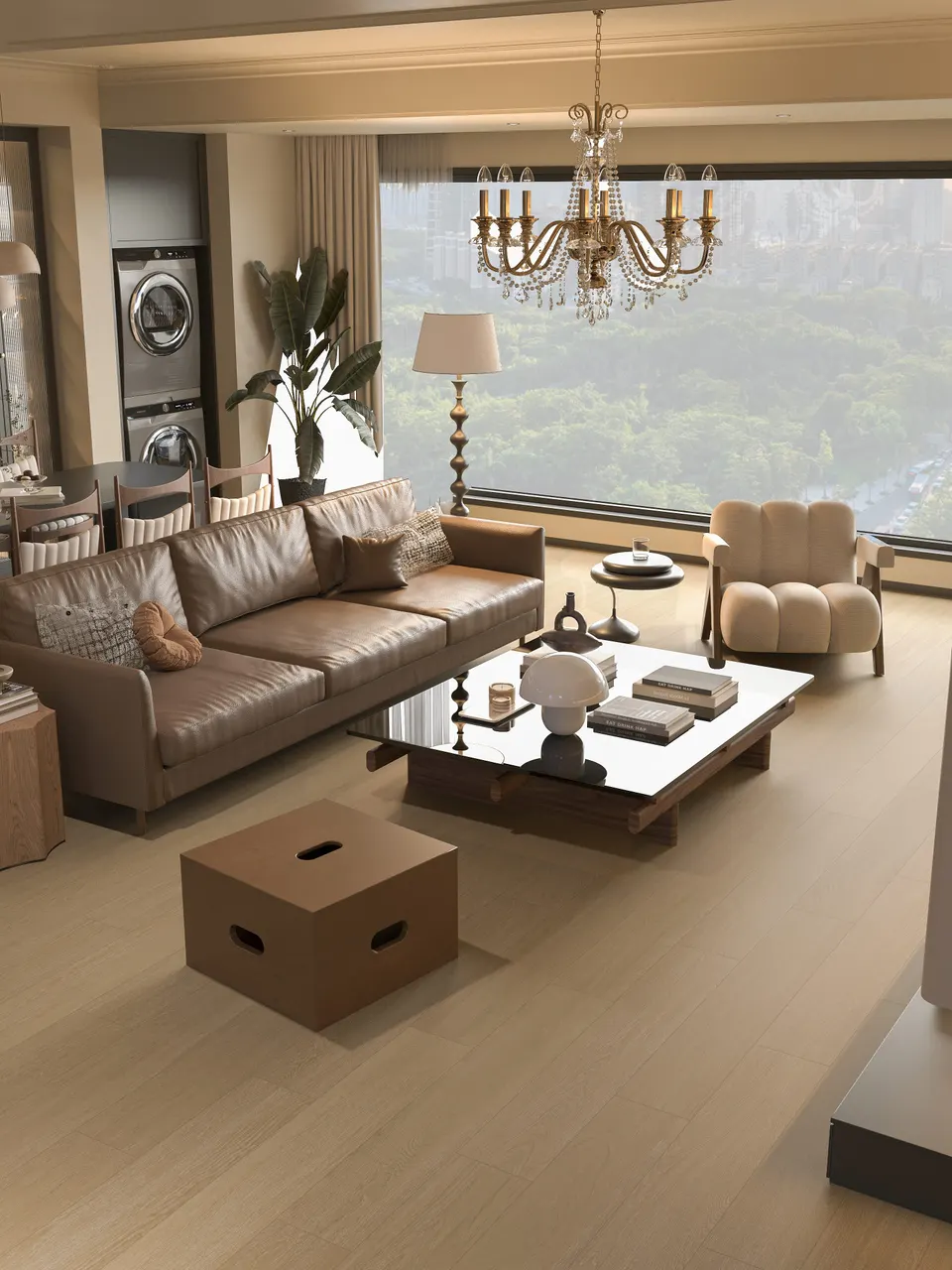 Taupe Grey Smoked Oak Wood Look Porcelain Tile for Wall and Floor