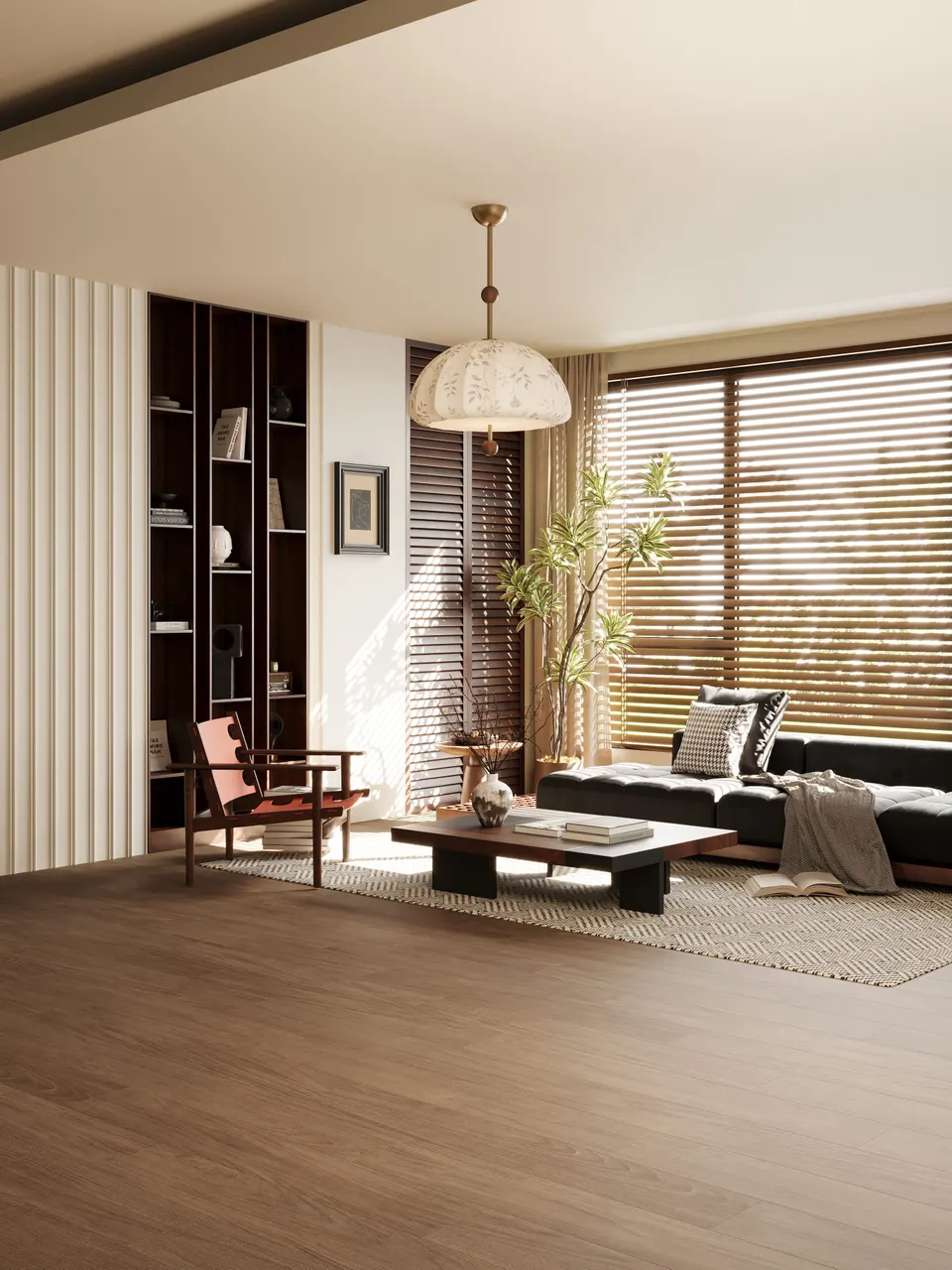 Warm Brown Fine Teak Wood Look Porcelain Tile for Wall and Floor