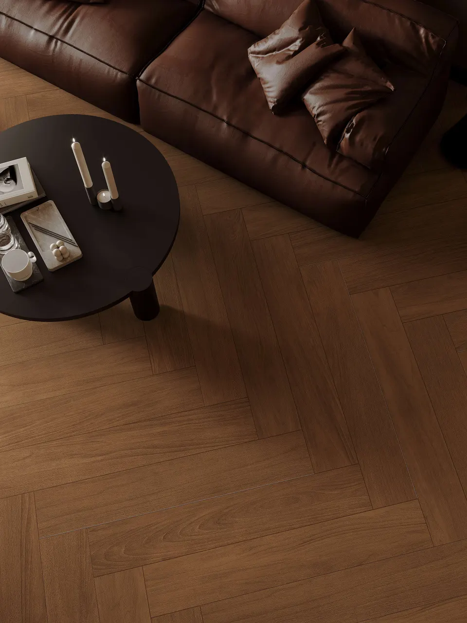 Cocoa Brown Fine Walnut Wood Look Porcelain Tile for Wall and Floor