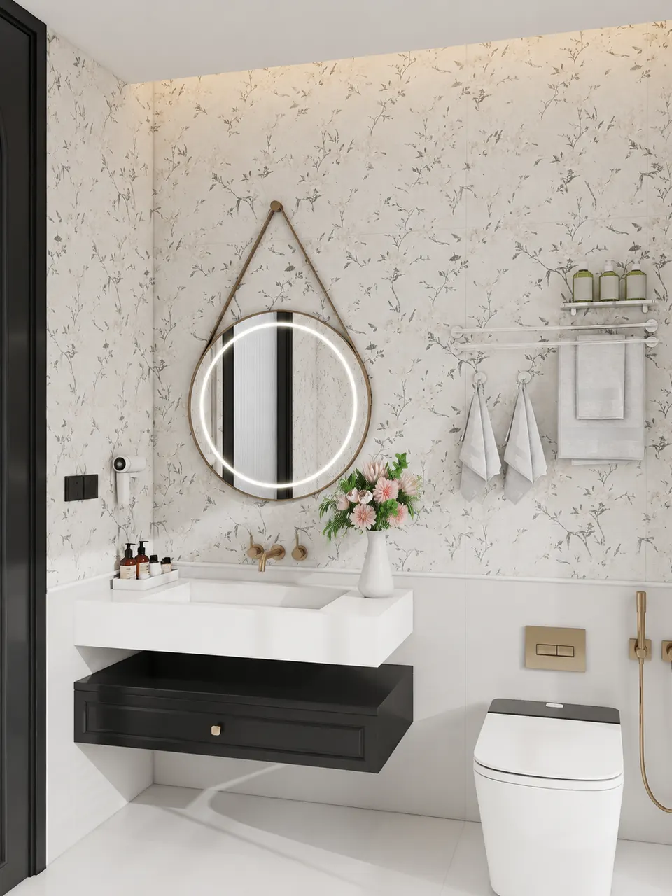Ivory Sage Botanical Floral Pattern-Look Tile for Walls and Floors
