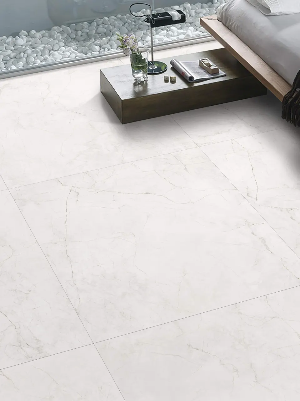 Ivory White Calacatta Marble Stone-Look Sintered Stone for Wall and Floor