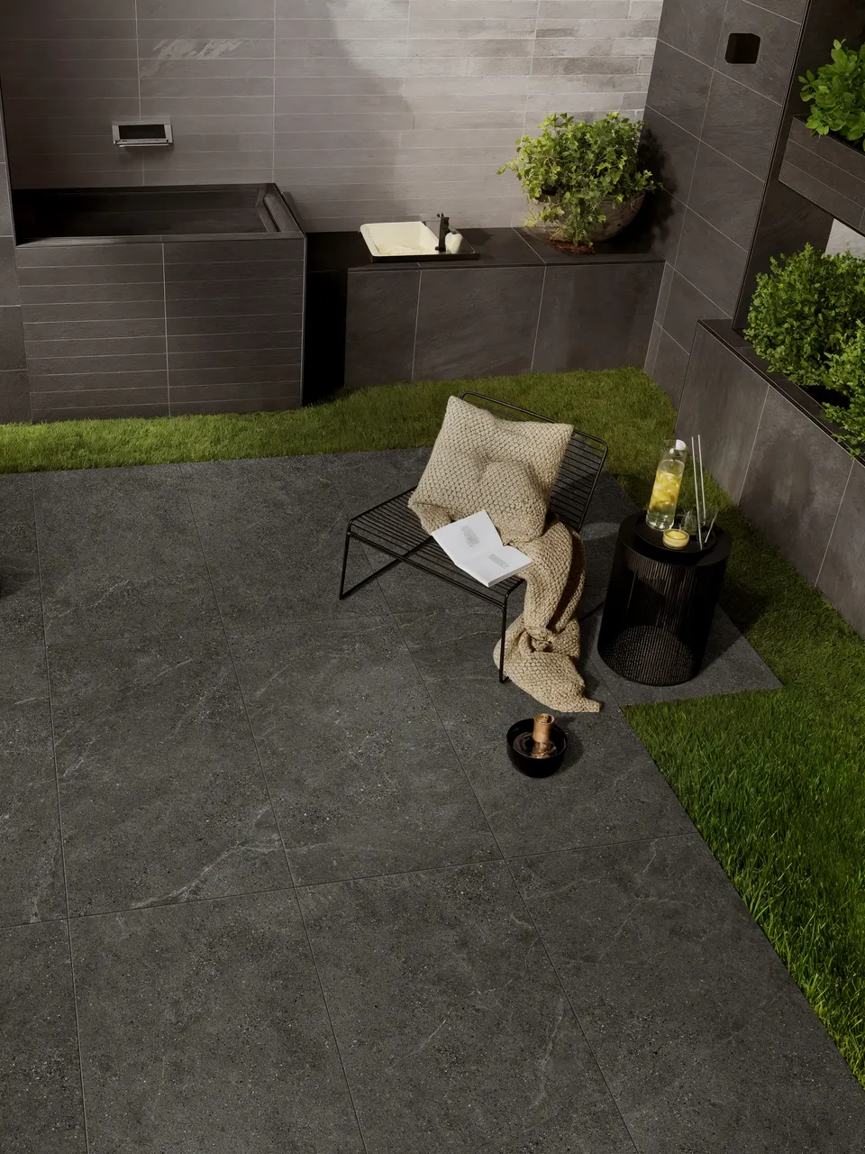 Dark Charcoal Speckled Sandstone-Look Wall & Floor Tile