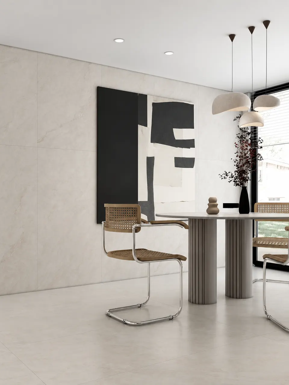 Ivory Beige Cloud-Vein Marble-Look Wall & Floor Tile