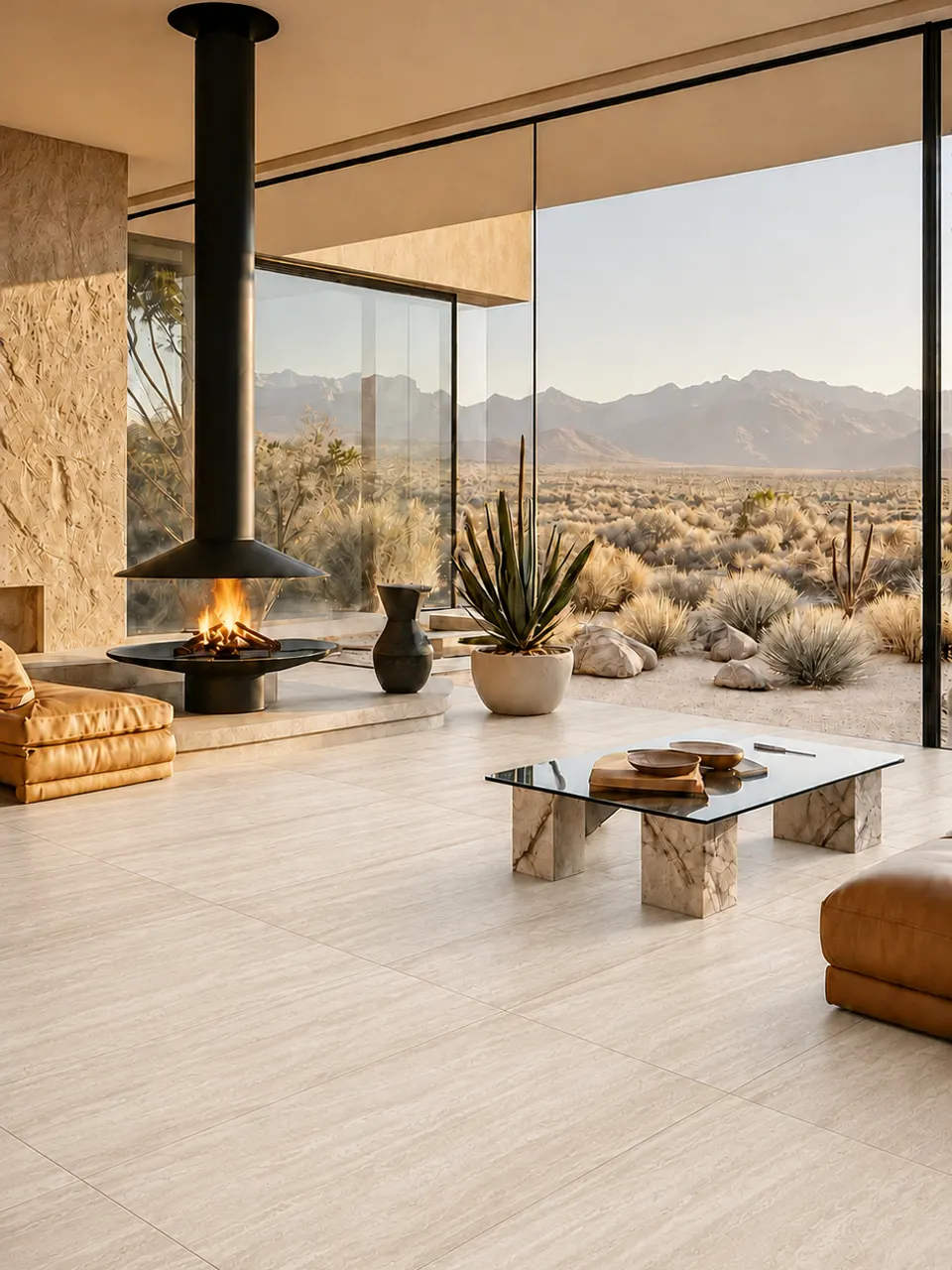 Light Beige Vein-Cut Travertine-Look Wall & Floor Tile