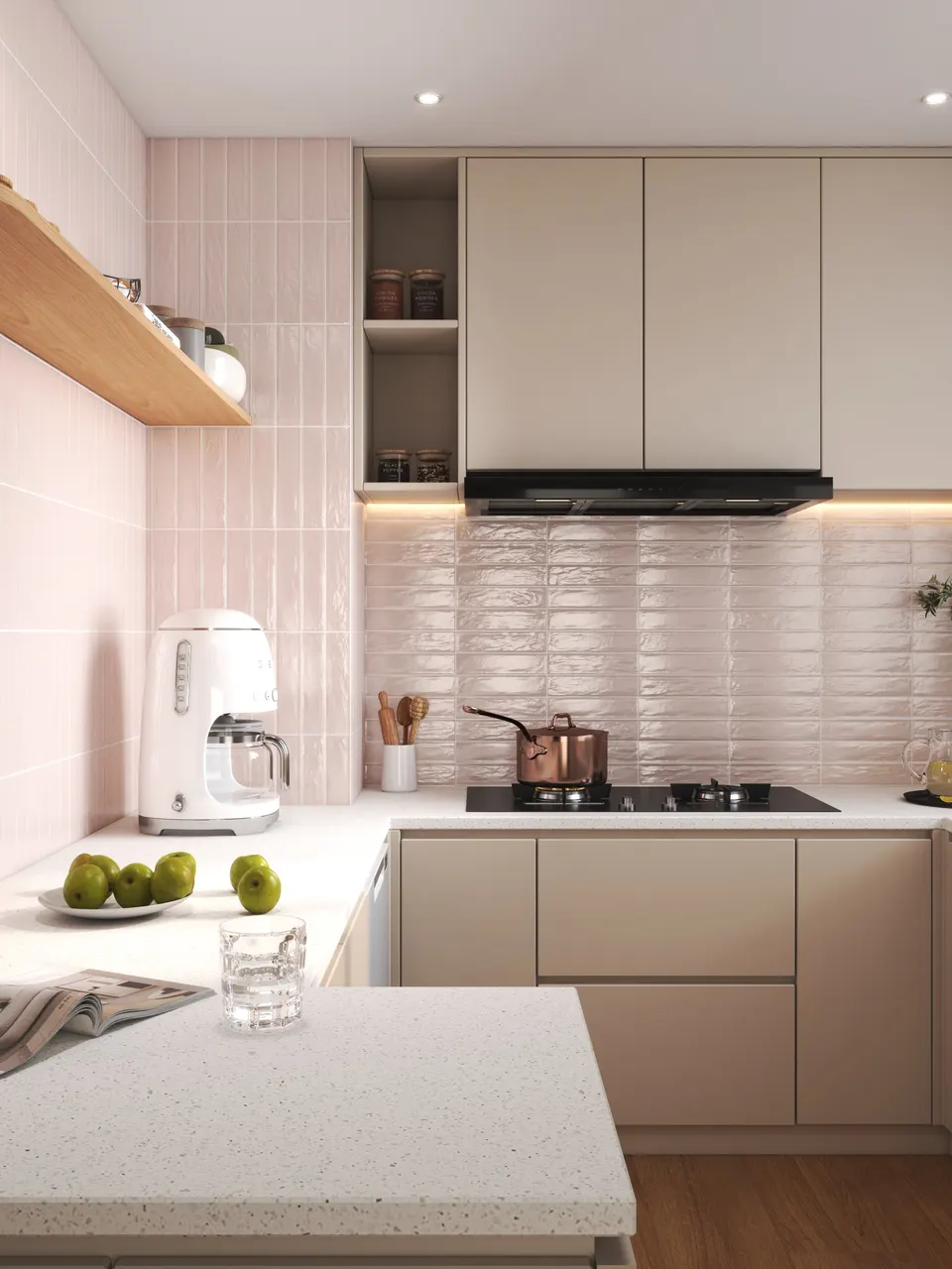 Blush Pink Marble Look Decorative Tile for Wall