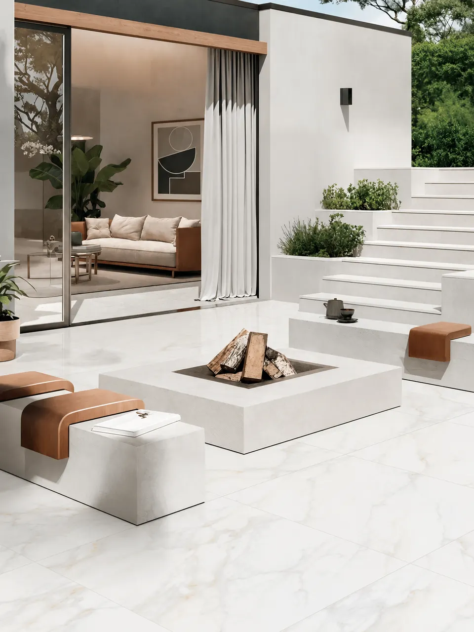 White Gold Vein Calacatta Marble-Look Wall & Floor Tile