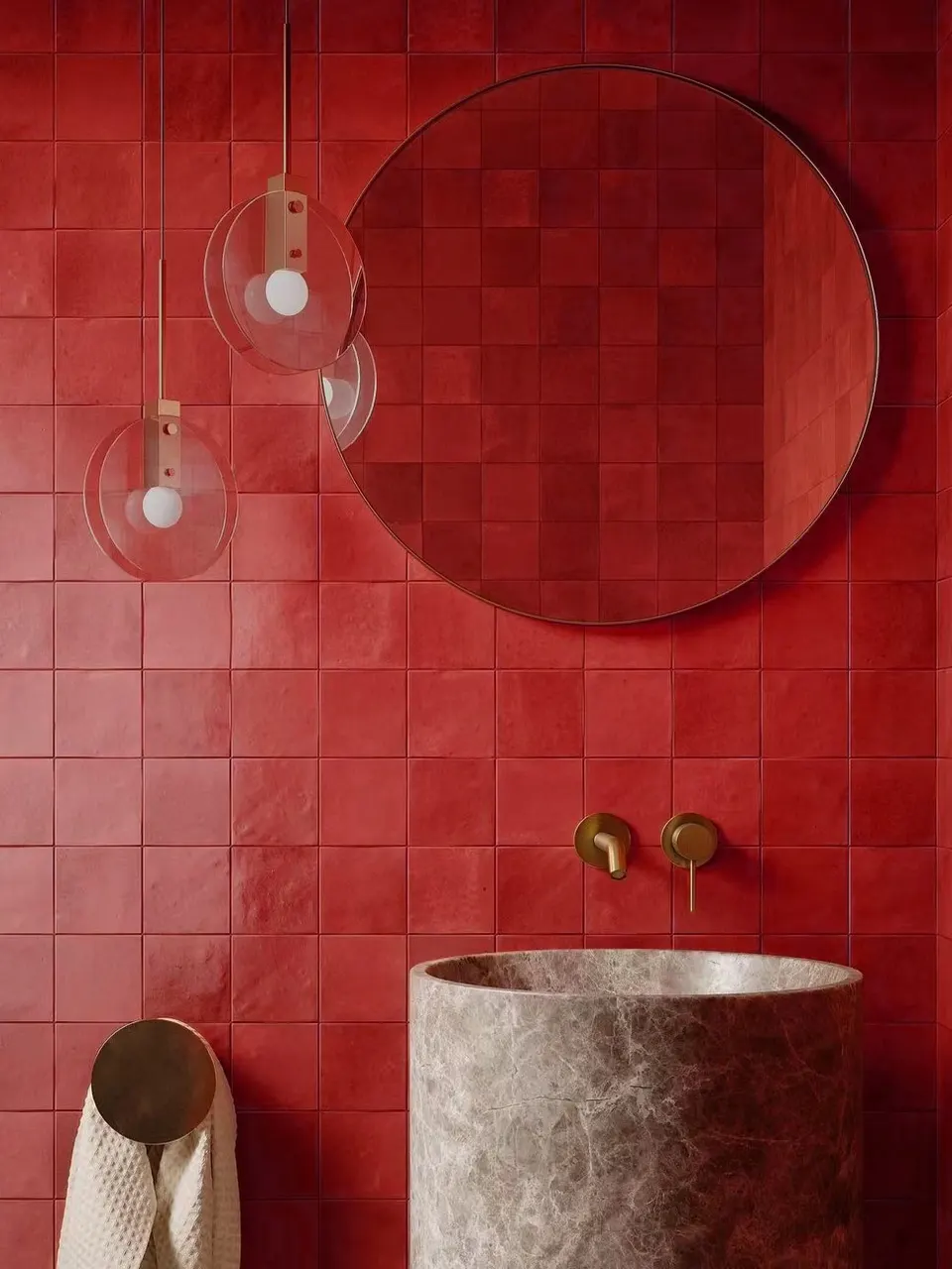 Ruby Red Handmade Look Decorative Tile for Wall
