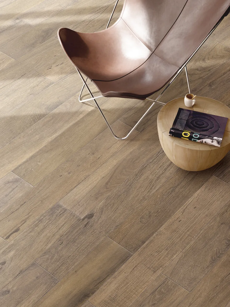 Amber Brown Aged Teak Wood Look Porcelain Wall and Floor Tile