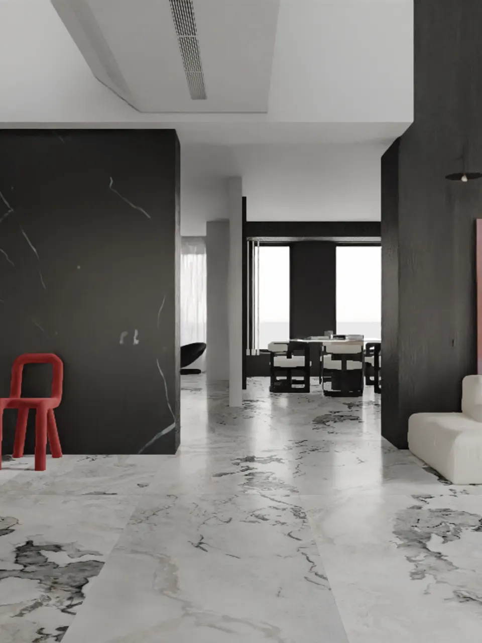 Pearl White & Mist Grey Onyx Marble-Look Porcelain Wall/Floor Tile