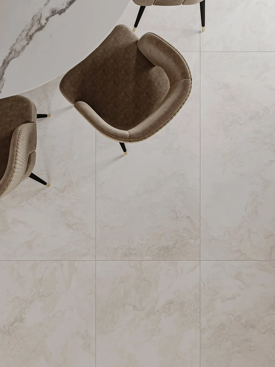 Light Ivory Limestone-Look Porcelain Tile for Wall and Floor