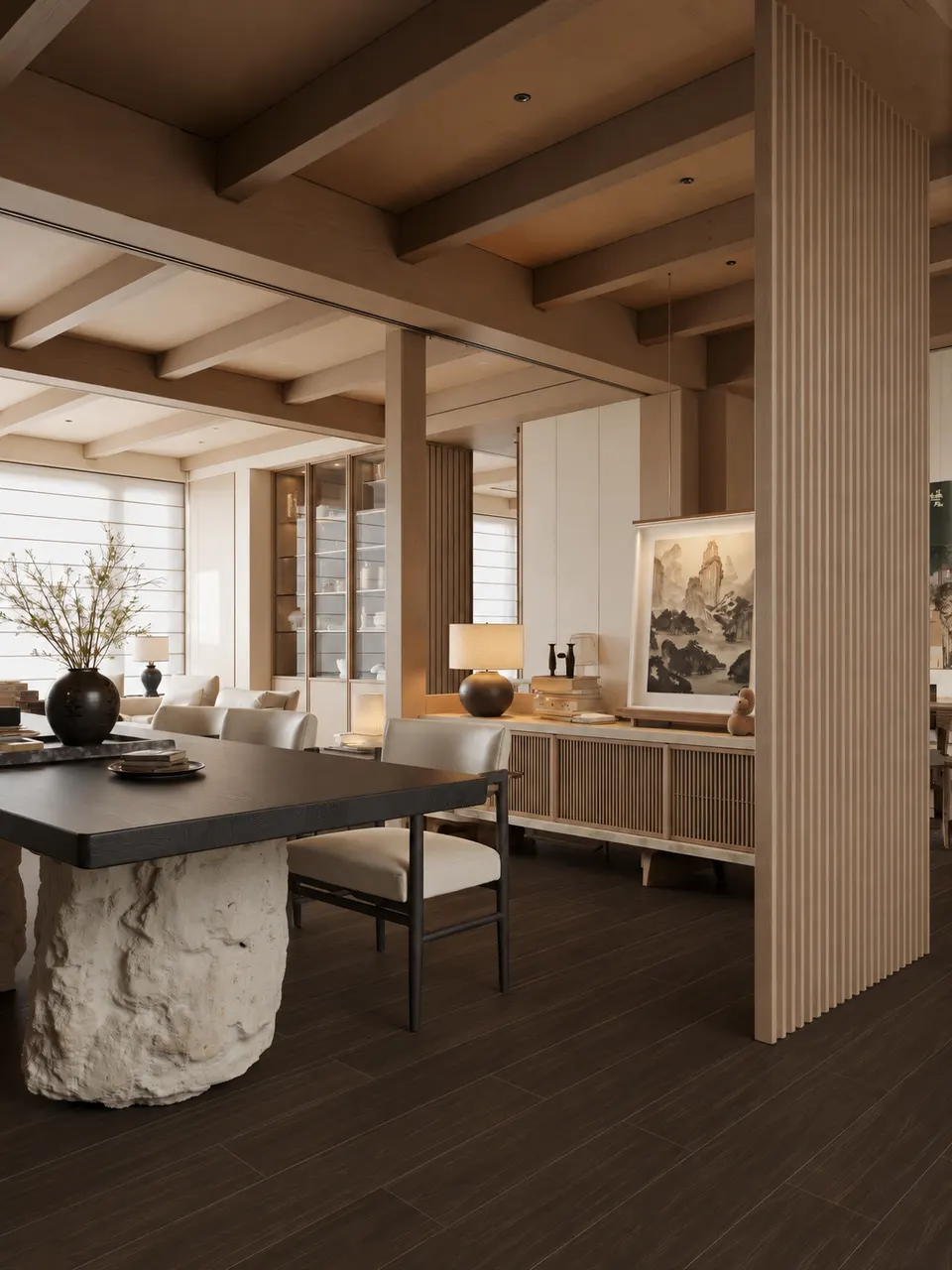Smoked Ebony Oak Wood Look Porcelain Tile for Wall and Floor