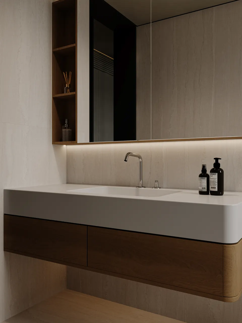 Light Beige Vein-Cut Travertine-Look Porcelain Tile for Walls and Floors