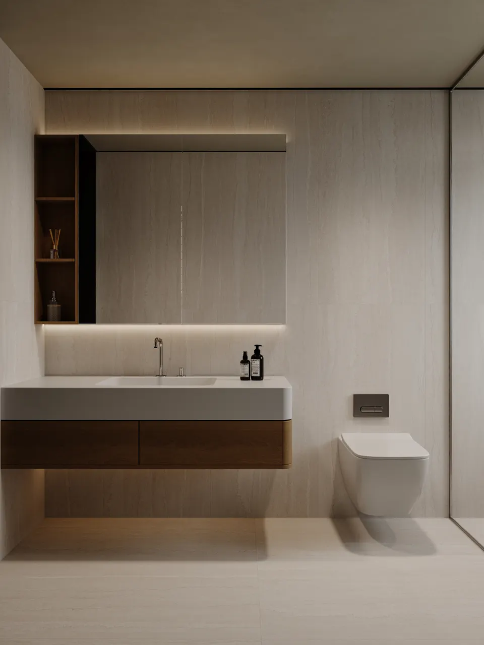 Warm Beige Vein-Cut Travertine-Look Wall & Floor Tile