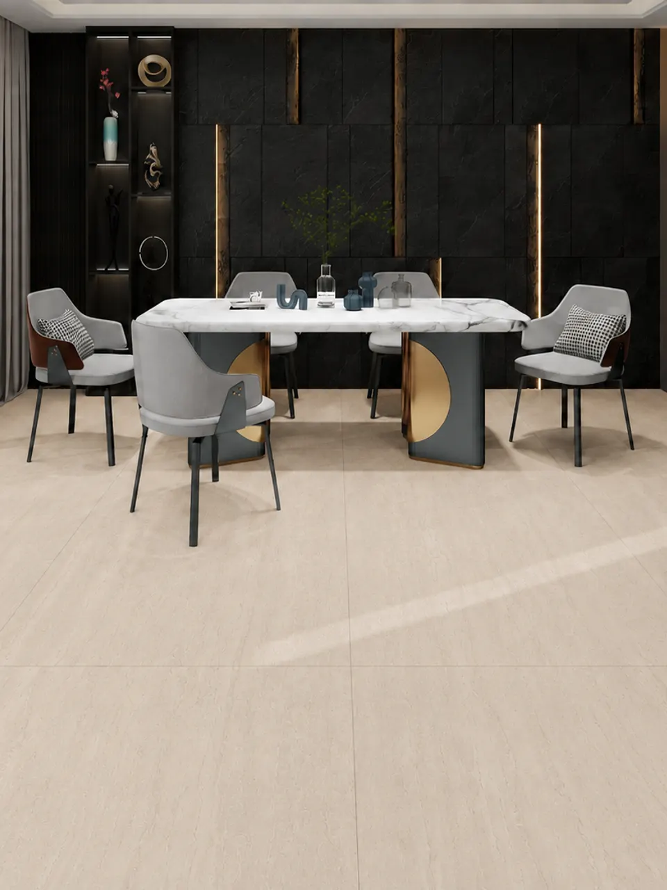 Soft Beige Vein-Cut Travertine-Look Wall & Floor Tile