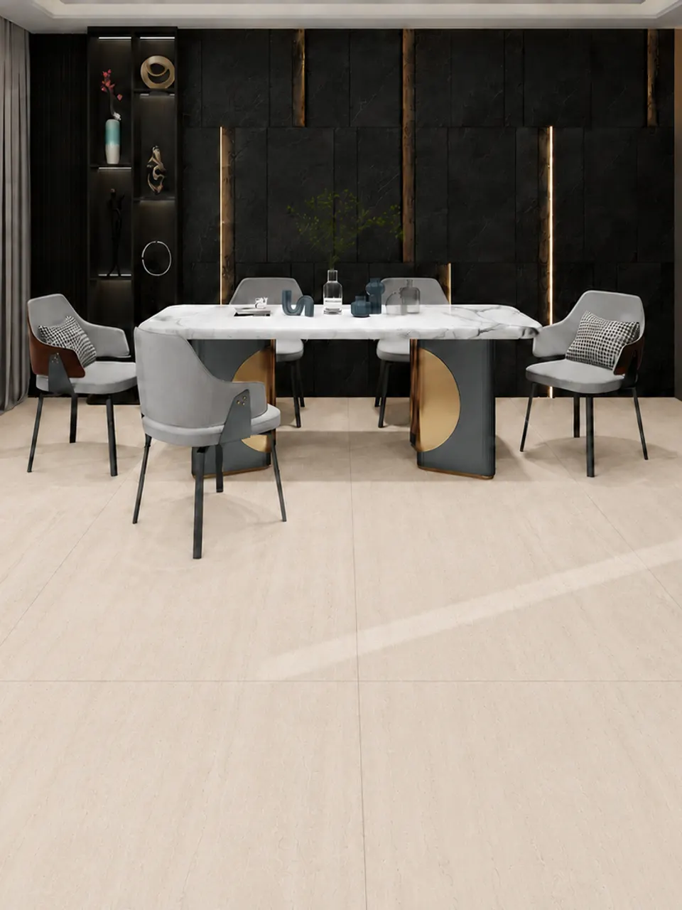 Light Cream Vein-Cut Travertine-Look Wall & Floor Tile