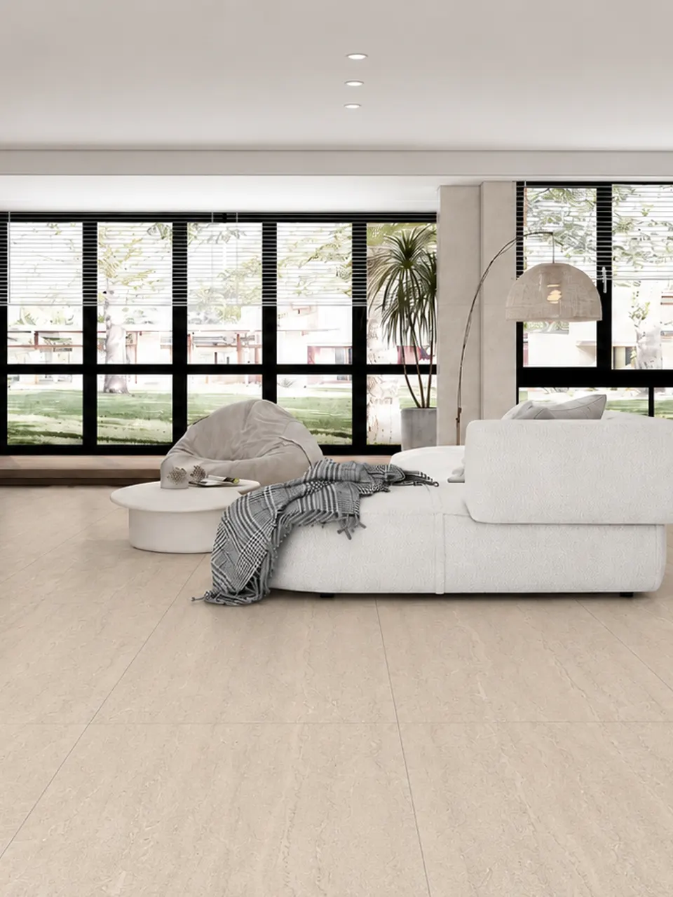 Light Cream Vein-Cut Travertine-Look Wall & Floor Tile
