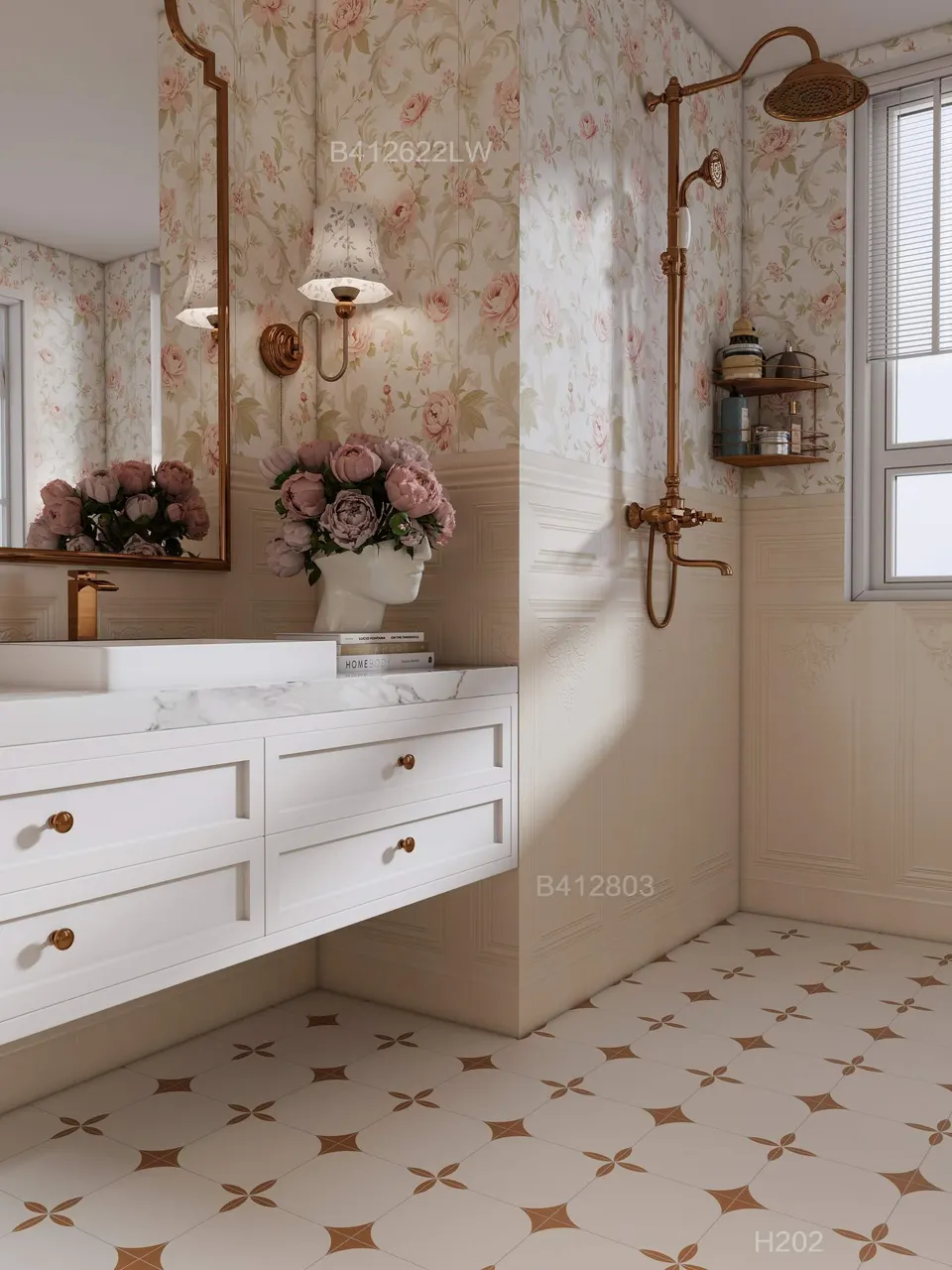 Ivory & Sand Beige Petal Geometric Decorative Tile for Wall & Floor