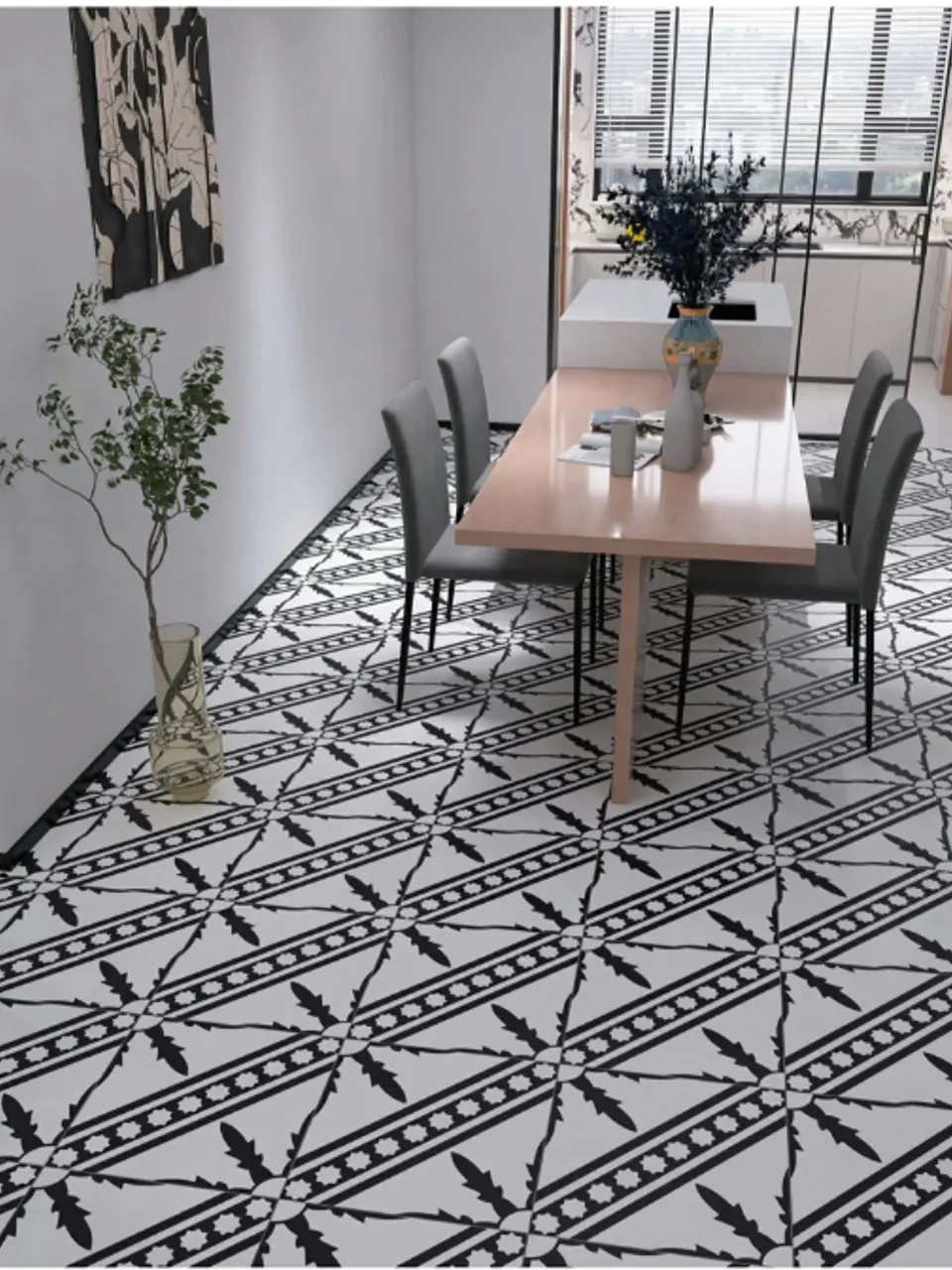 Ivory & Black Moroccan Sandstone-Look Porcelain Tile for Wall & Floor