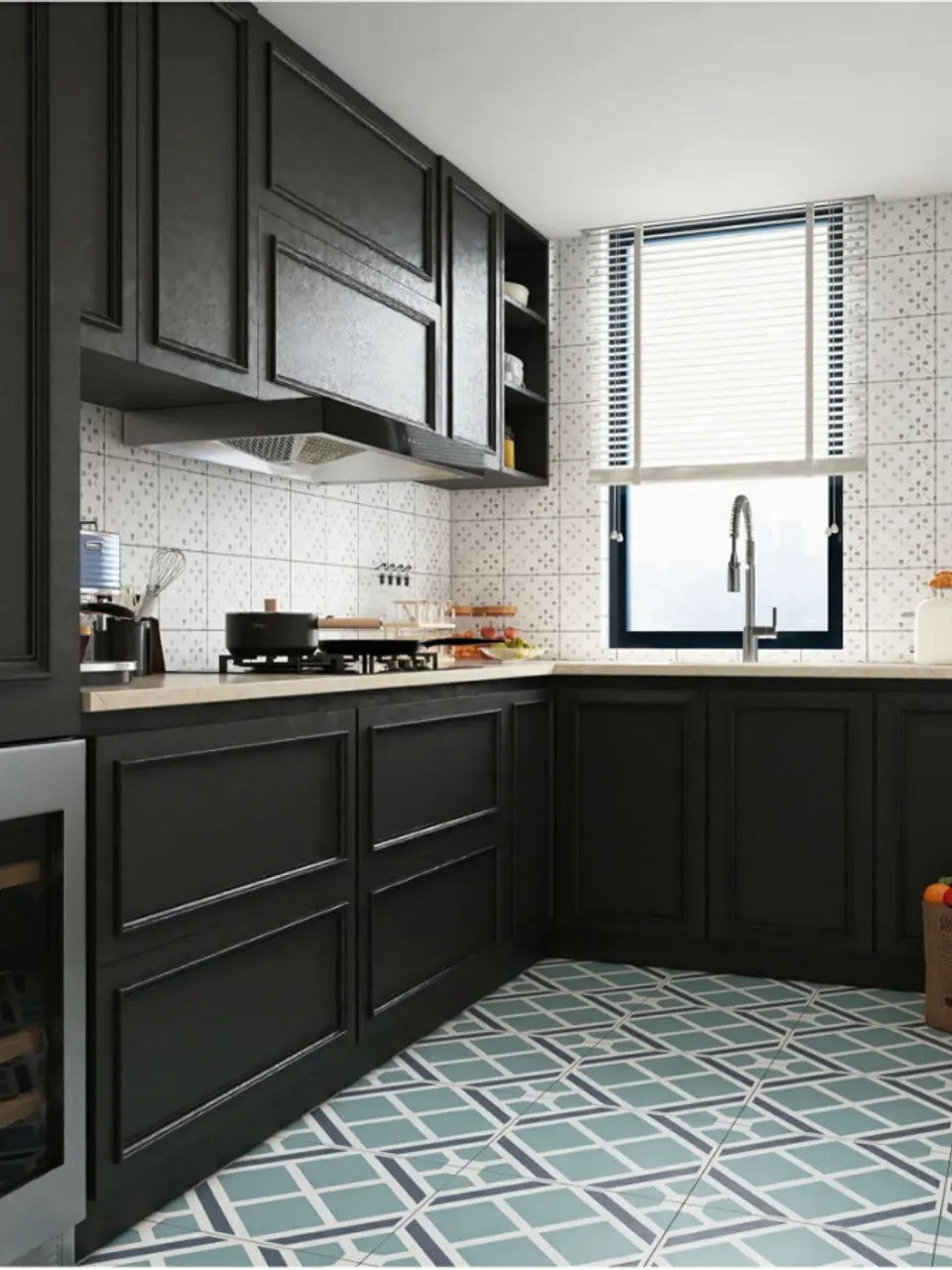Soft Gray Lattice Flower Small Floral Tile for Walls and Floors