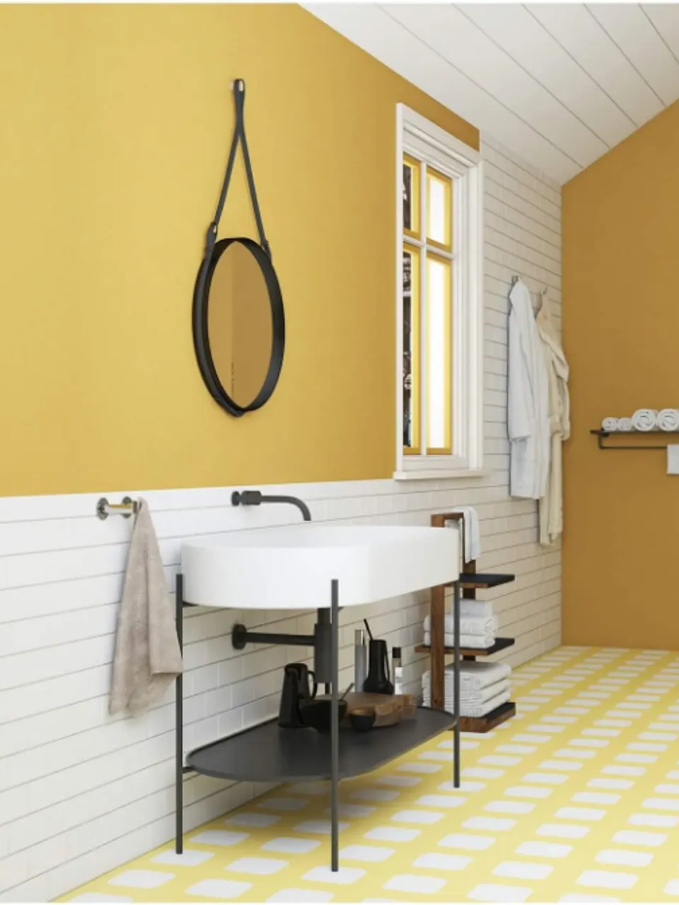 Butter Yellow and White Rounded Square Small Flower Tile for Walls and Floors