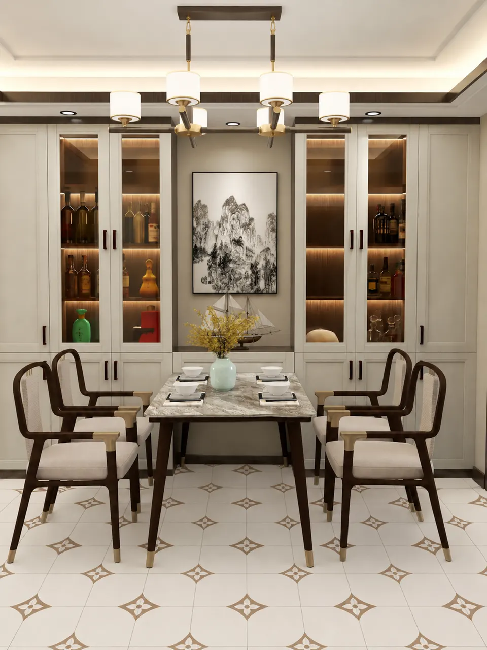 Beige Quatrefoil Blossom Small Tile for Wall and Floor